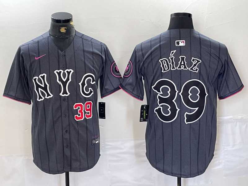 Men%27s New York Mets #39 Edwin Diaz Gray 2024 City Connect Cool Base Jerseys